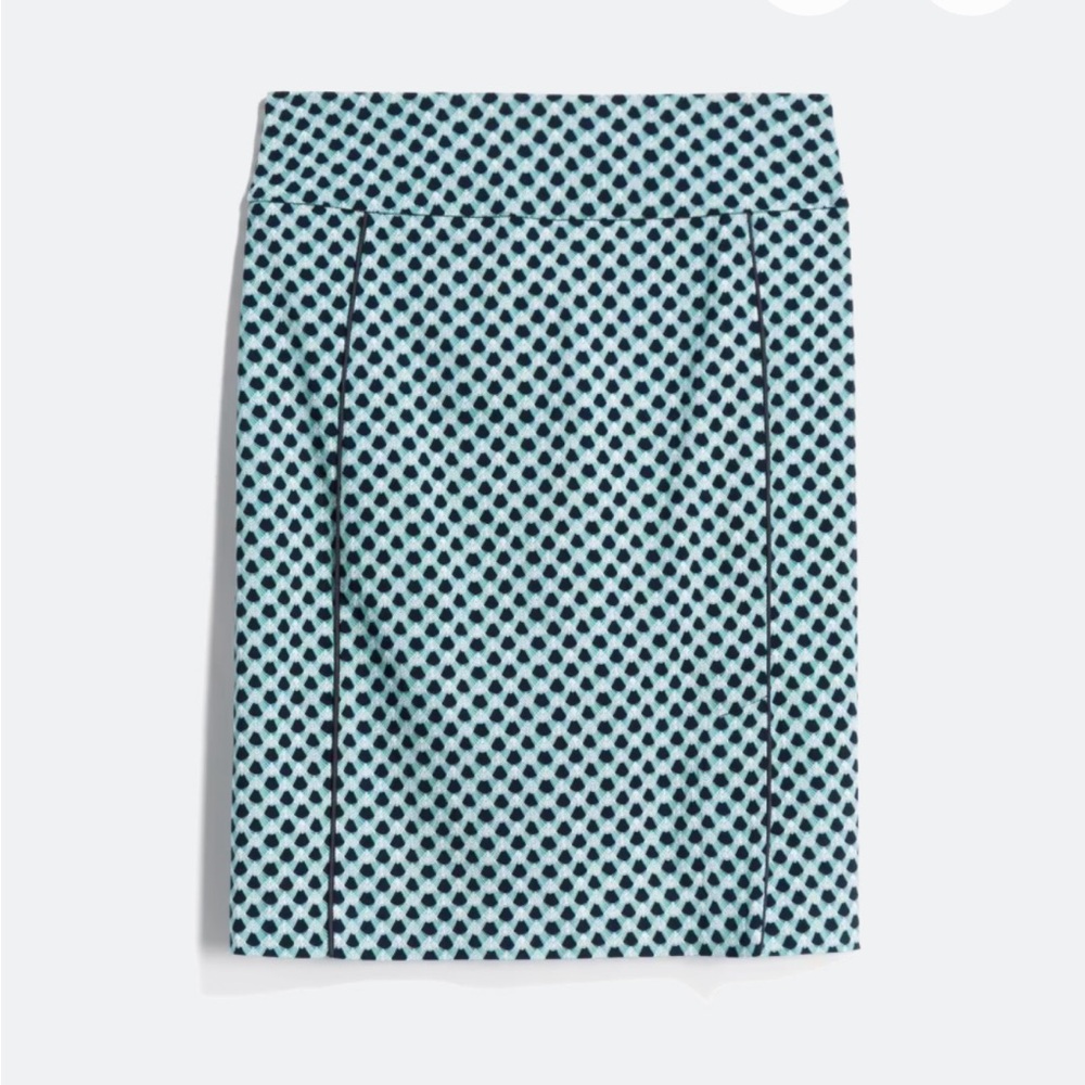 Margaret M Blue, Green, and White Geometric Pencil Skirt
